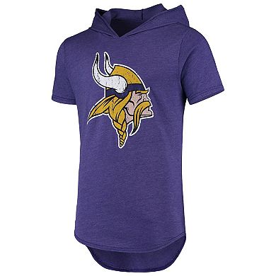 Men's Majestic Threads Purple Minnesota Vikings Primary Logo Tri-Blend Hoodie T-Shirt