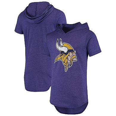 Men's Majestic Threads Purple Minnesota Vikings Primary Logo Tri-Blend Hoodie T-Shirt