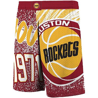 Men's Mitchell & Ness Red Houston Rockets Hardwood Classics Jumbotron Sublimated Shorts