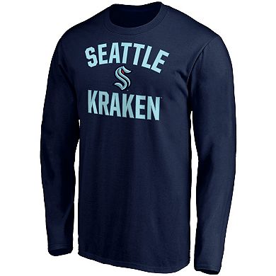 Men's Fanatics Branded Deep Sea Blue Seattle Kraken Big & Tall Victory Arch Long Sleeve T-Shirt