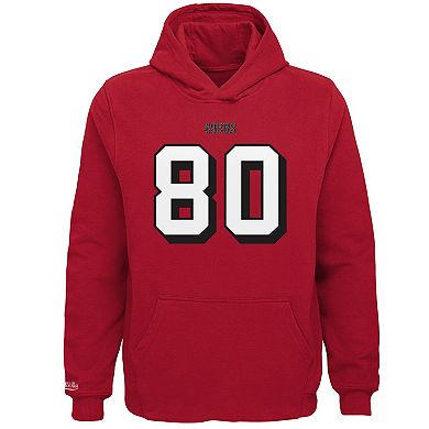 Youth Mitchell & Ness Jerry Rice Scarlet San Francisco 49ers Retired Player Name & Number Fleece Pullover Hoodie