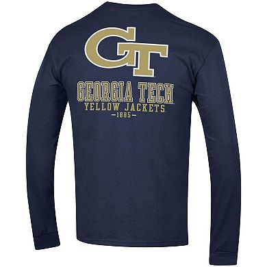 Men's Champion Navy Georgia Tech Yellow Jackets Team Stack Long Sleeve T-Shirt