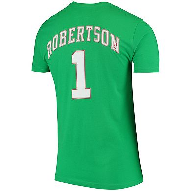 Men's Mitchell & Ness Oscar Robertson Green Milwaukee Bucks Hardwood Classics Stitch Name & Number T-Shirt