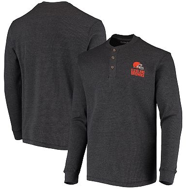 Men's Heathered Gray Cleveland Browns Maverick Thermal Henley Long Sleeve T-Shirt