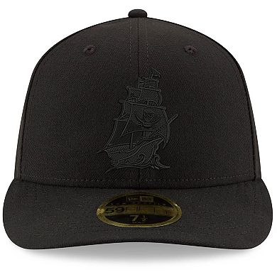 Men's New Era Black Tampa Bay Buccaneers Alternate Logo Black on Black Low Profile 59FIFTY II Fitted Hat