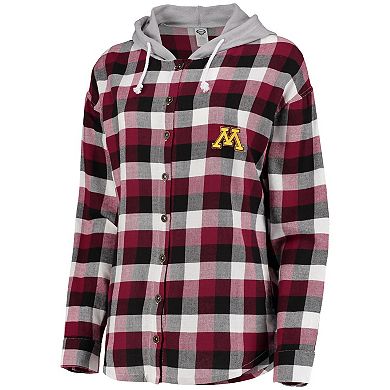 Women's Concepts Sport Maroon/Black Minnesota Golden Gophers Plaid Button-Up Hoodie