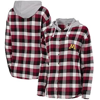 Women's Concepts Sport Maroon/Black Minnesota Golden Gophers Plaid Button-Up Hoodie