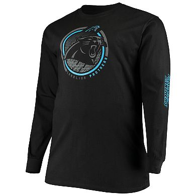 Men's Fanatics Branded Black Carolina Panthers Big & Tall Color Pop Long Sleeve T-Shirt