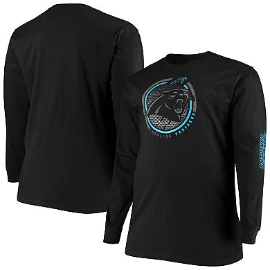 Men's Fanatics Branded Black Carolina Panthers Big & Tall Color Pop Long Sleeve T-Shirt