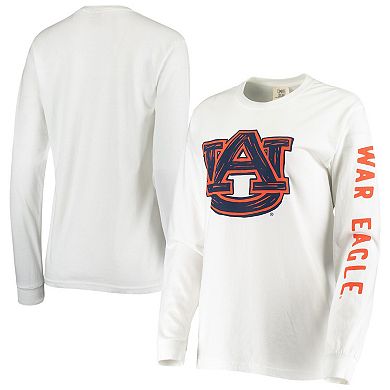 Women's White Auburn Tigers Drawn Logo Oversized Long Sleeve T-Shirt