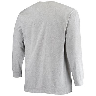 Men's Fanatics Branded Heathered Gray Las Vegas Raiders Big & Tall Practice Long Sleeve T-Shirt