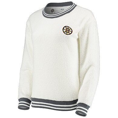 Women's Concepts Sport Cream/Charcoal Boston Bruins Granite Sherpa Pullover Sweatshirt