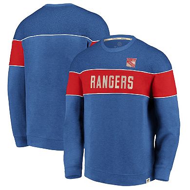 Men's Fanatics Branded Heathered Blue New York Rangers Varsity Reserve Sweatshirt