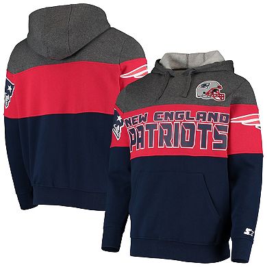 Men's Starter Heathered Gray/Red New England Patriots Extreme Fireballer Pullover Hoodie