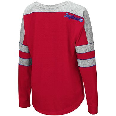 Women's Colosseum Red Kansas Jayhawks Trey Dolman Long Sleeve T-Shirt
