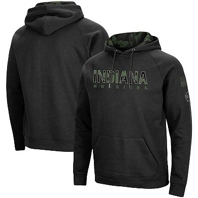 Men's Colosseum Black Indiana Hoosiers OHT Military Appreciation Camo Pullover Hoodie
