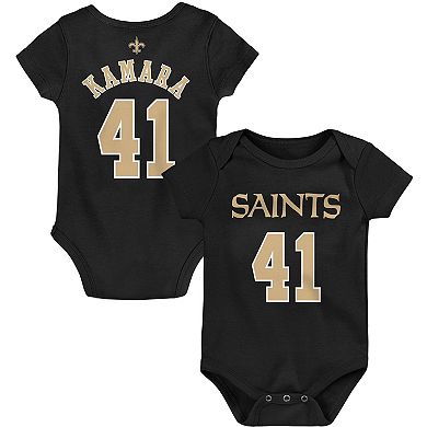 Infant Alvin Kamara Black New Orleans Saints Mainliner Player Name & Number Bodysuit