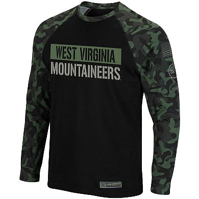 Men's Colosseum Black/Camo West Virginia Mountaineers OHT Military Appreciation Big & Tall Raglan Long Sleeve T-Shirt