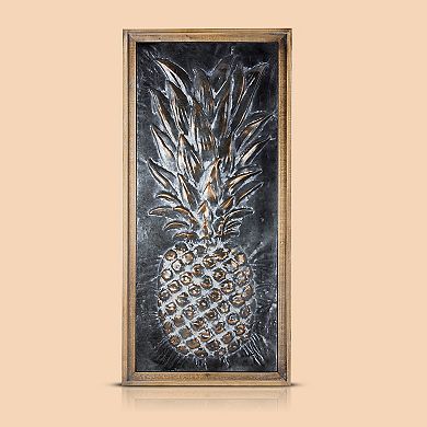 Metal Framed Pineapple Wooden Wall Art