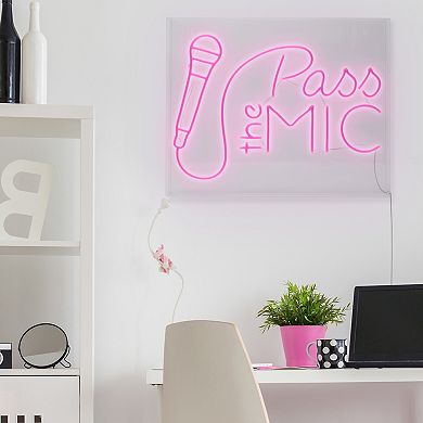 Neon Acrylic Box LED Sign - Pass the Mic