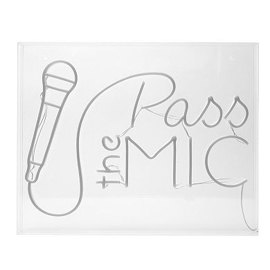 Neon Acrylic Box LED Sign - Pass the Mic