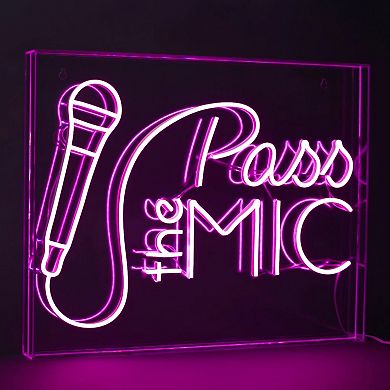 Neon Acrylic Box LED Sign - Pass the Mic