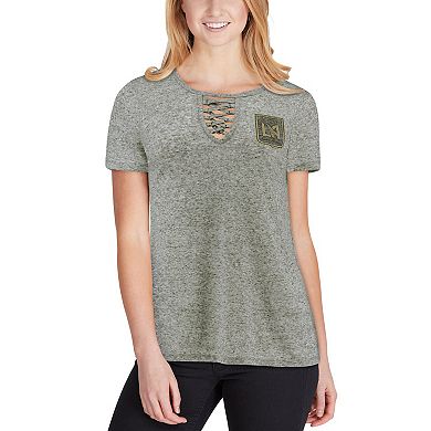 Women's Concepts Sport Gray LAFC Podium Lace Up T-Shirt