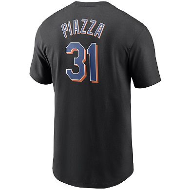 Men's Nike Mike Piazza Black New York Mets Cooperstown Collection Name & Number T-Shirt