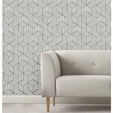 RoomMates Striped Hexagon Peel & Stick Wallpaper