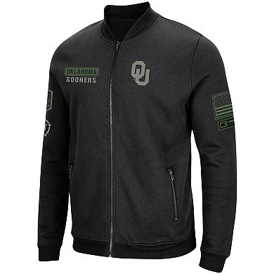 Men's Colosseum Black Oklahoma Sooners OHT Military Appreciation High-Speed Bomber Full-Zip Jacket