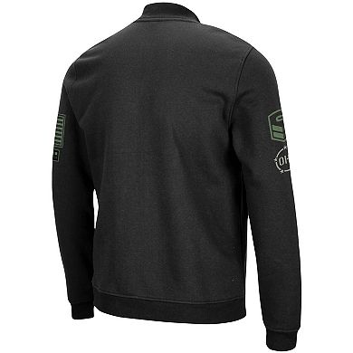 Men's Colosseum Black Oklahoma Sooners OHT Military Appreciation High-Speed Bomber Full-Zip Jacket