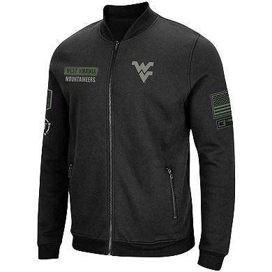 Men's Colosseum Black West Virginia Mountaineers OHT Military Appreciation High-Speed Bomber Full-Zip Jacket