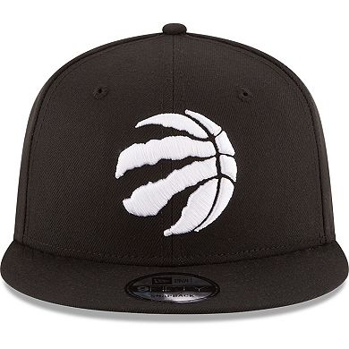 Men's New Era Black Toronto Raptors Black & White Logo 9FIFTY Adjustable Snapback Hat
