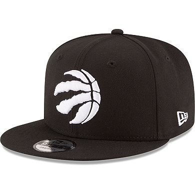 Men's New Era Black Toronto Raptors Black & White Logo 9FIFTY Adjustable Snapback Hat
