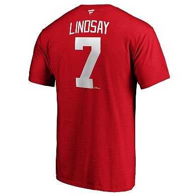 Men's Fanatics Branded Ted Lindsay Red Detroit Red Wings Authentic Stack Retired Player Name & Number T-Shirt