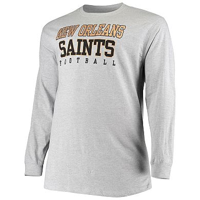 Men's Fanatics Branded Heathered Gray New Orleans Saints Big & Tall Practice Long Sleeve T-Shirt