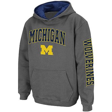 Youth Colosseum Charcoal Michigan Wolverines 2-Hit Team Pullover Hoodie