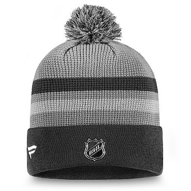 Men's Fanatics Gray Edmonton Oilers Authentic Pro Home Ice Cuffed Knit Hat with Pom