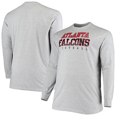 Men's Fanatics Branded Heathered Gray Atlanta Falcons Big & Tall Practice Long Sleeve T-Shirt