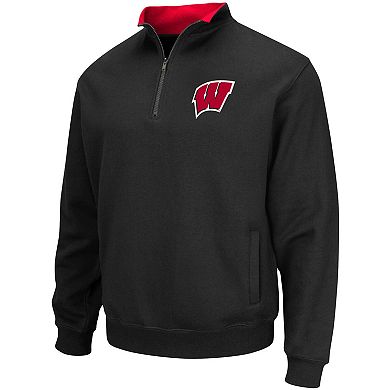 Men's Colosseum Black Wisconsin Badgers Big & Tall Tortugas Quarter-Zip Jacket