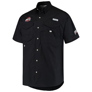 Men's Columbia PFG Black Ohio State Buckeyes Bonehead Button-Up Shirt
