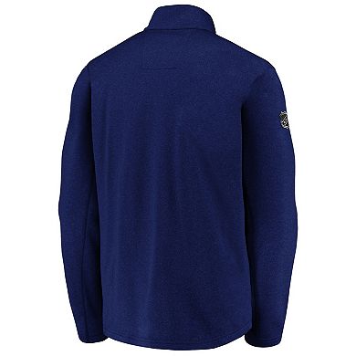 Men's Fanatics Branded Heathered Blue Vancouver Canucks Authentic Pro Travel & Training Quarter-Zip Jacket