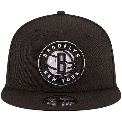 Men's New Era Black Brooklyn Nets Official Team Color 9FIFTY Snapback Hat