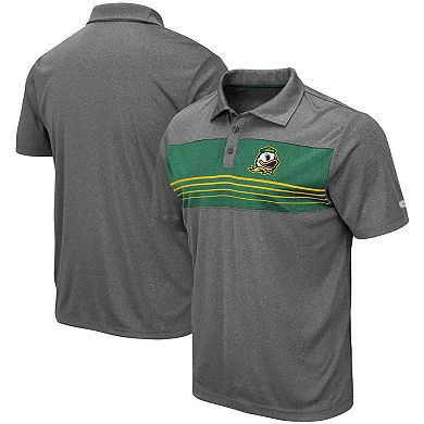 Men's Colosseum Heathered Charcoal Oregon Ducks Wordmark Smithers Polo