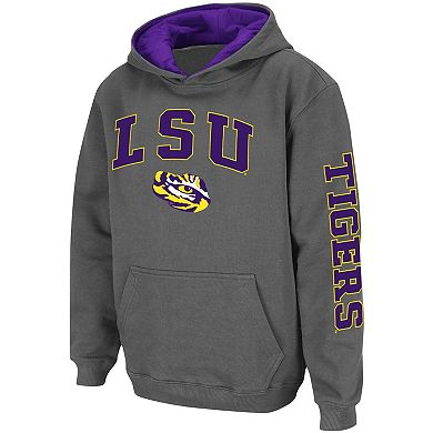 Youth Colosseum Charcoal LSU Tigers 2-Hit Team Pullover Hoodie