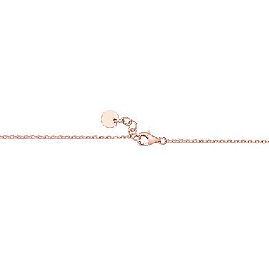 Gemminded Rose Gold Over Sterling Silver Mother-Of-Pearl & Cubic Zirconia Flower Pendant Stationed Necklace