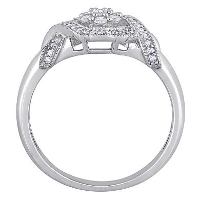 Stella Grace 10k White Gold 1/3 Carat T.W. Diamond Floral Engagement Ring