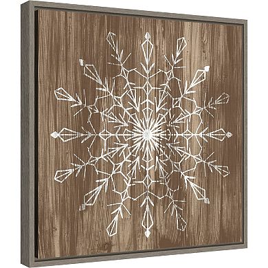 Amanti Art Barnwood Wonderland VI Snowflake Framed Canvas Wall Art