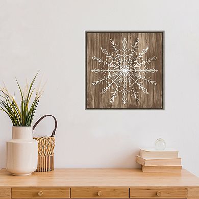 Amanti Art Barnwood Wonderland VI Snowflake Framed Canvas Wall Art