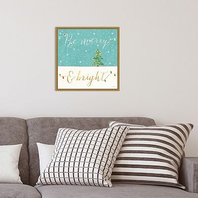 Amanti Art Be Merry and Bright Christmas Tree Framed Canvas Wall Art